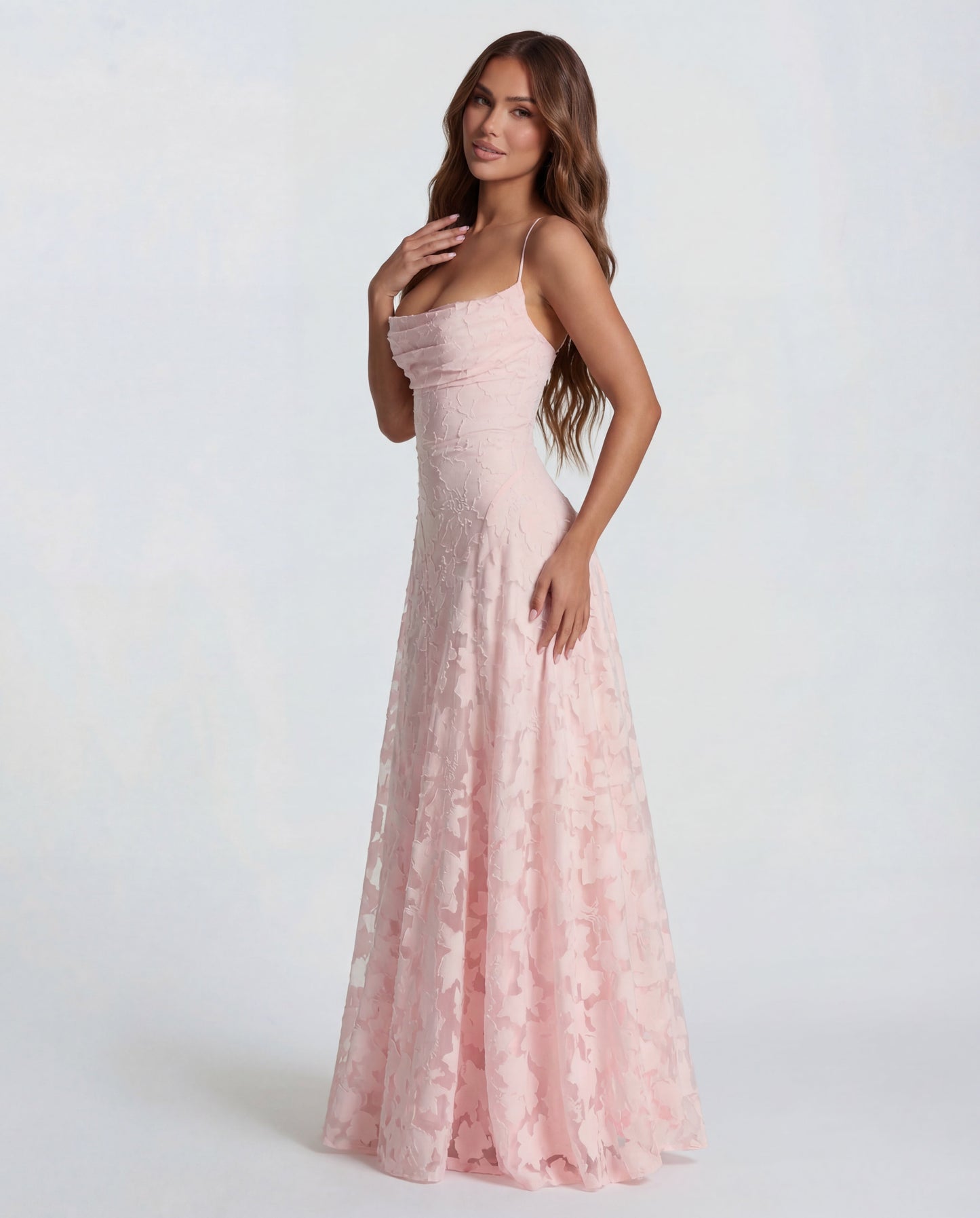 Culture® | Pastel Pink Floral Lace Maxi Dress