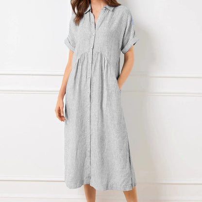 Culture® | Striped Lapel Button Down Shirt Dress