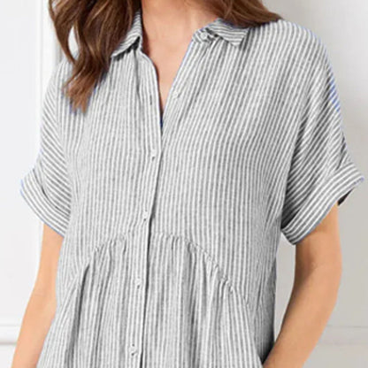 Culture® | Striped Lapel Button Down Shirt Dress