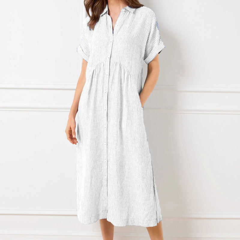 Culture® | Striped Lapel Button Down Shirt Dress