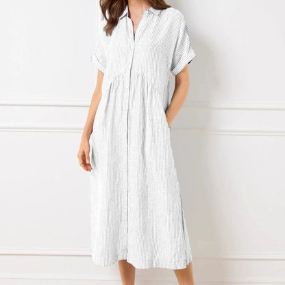 Culture® | Striped Lapel Button Down Shirt Dress