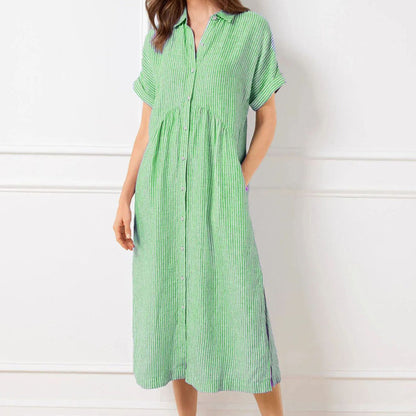 Culture® | Striped Lapel Button Down Shirt Dress