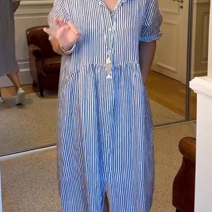 Culture® | Striped Lapel Button Down Shirt Dress