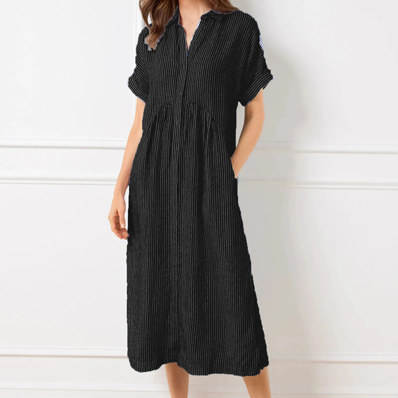Culture® | Striped Lapel Button Down Shirt Dress