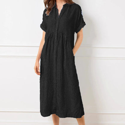 Culture® | Striped Lapel Button Down Shirt Dress