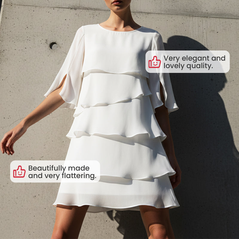 Culture® | Women's Elegant Layered Ruffle Sleeve Dress
