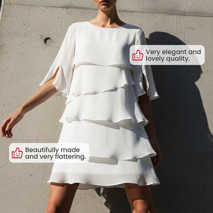 Culture® | Women's Elegant Layered Ruffle Sleeve Dress