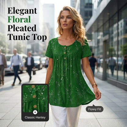 Culture® | Women's Floral Print Pleated Tunic Top