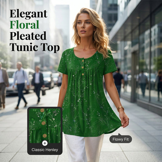 Culture® | Women's Floral Print Pleated Tunic Top