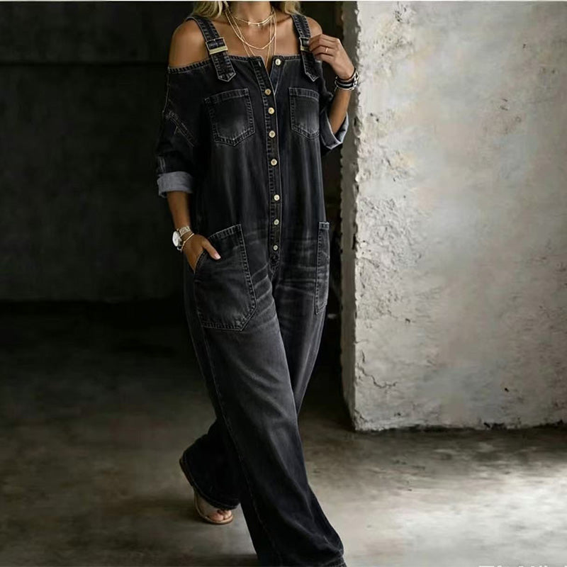 Culture® | Loose Fit Wide-Leg Overall Jumpsuit with Pockets