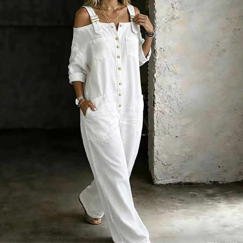 Culture® | Loose Fit Wide-Leg Overall Jumpsuit with Pockets