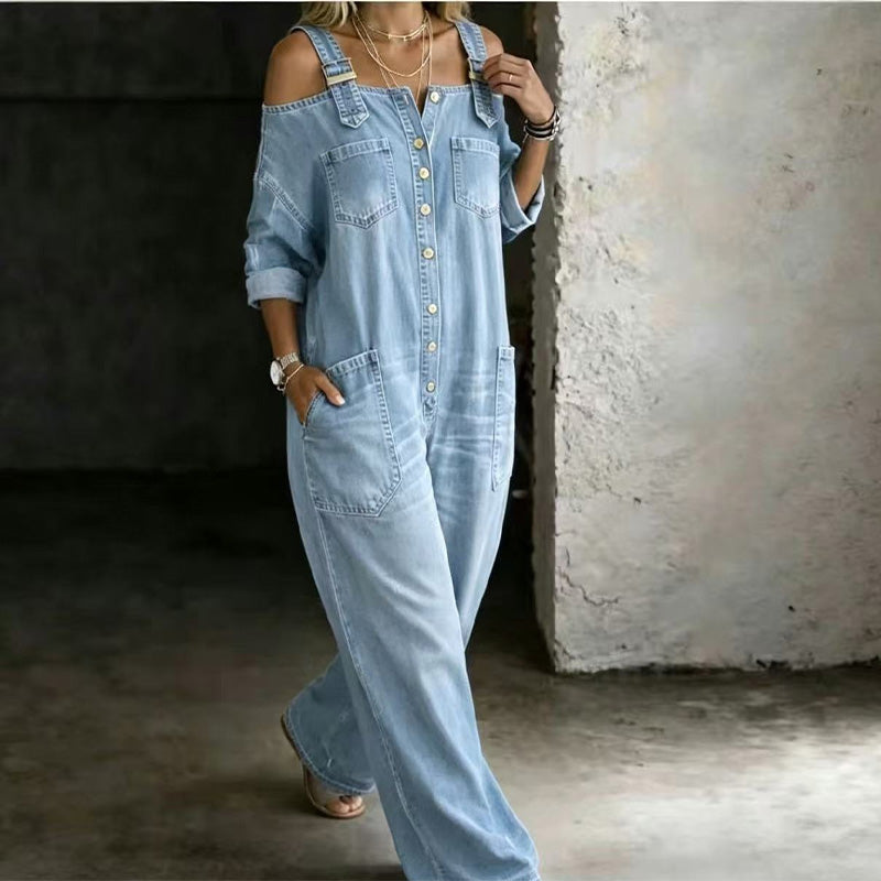 Culture® | Loose Fit Wide-Leg Overall Jumpsuit with Pockets