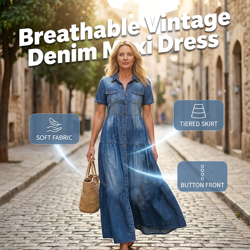 Culture® | Women's Vintage Denim Maxi Dress