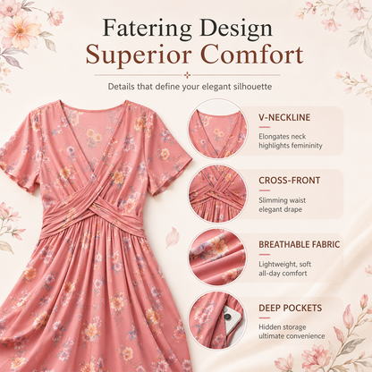 Culture® | Women's V-Neck Floral Print Dress with Twist Waist
