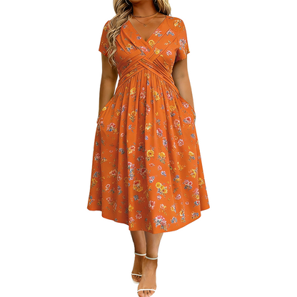 Culture® | Women's V-Neck Floral Print Dress with Twist Waist