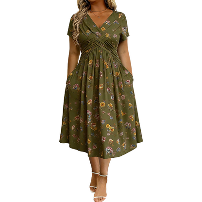 Culture® | Women's V-Neck Floral Print Dress with Twist Waist