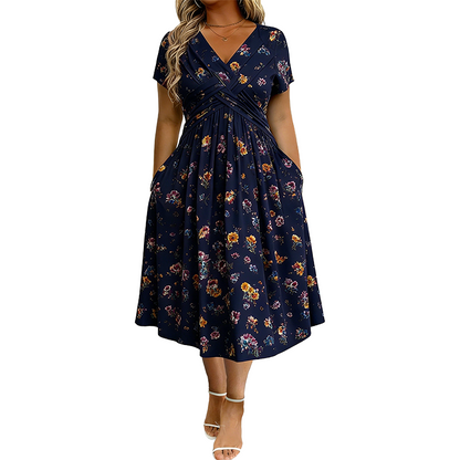 Culture® | Women's V-Neck Floral Print Dress with Twist Waist